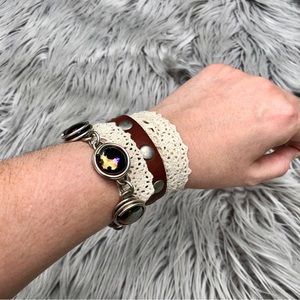 Handmade Rainbow Oil Slick Cabochon Wire Wrap Bracelet